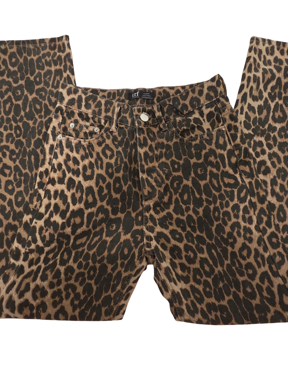 Zara Women Leopard Print Skinny Jeans - Brown & Black
